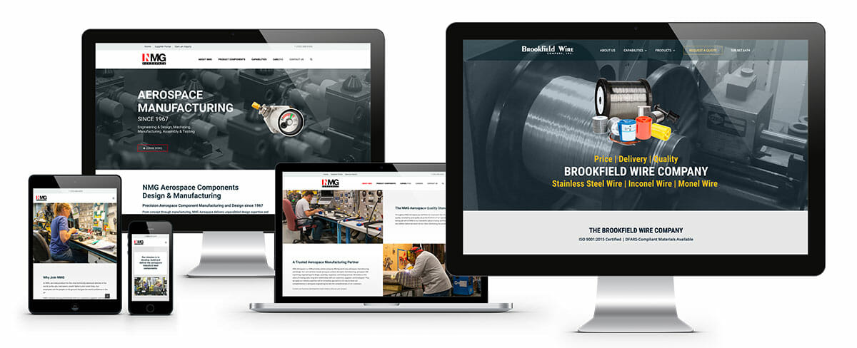 ADVAN Manufacturing SEO and Web Design examples on desktop, laptop, and mobile.