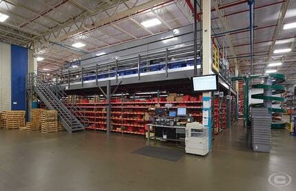 Freestanding mezzanine in distribution facility