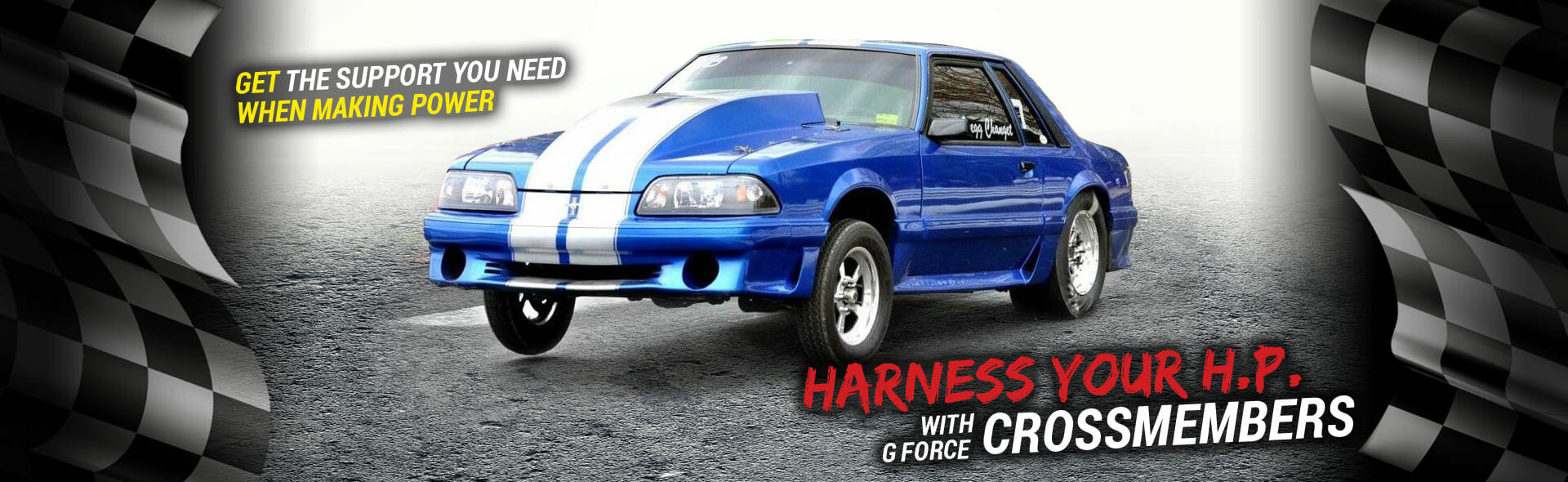 Blue Muscle Car white stripe | Gforce Products Transmission Crossmember 