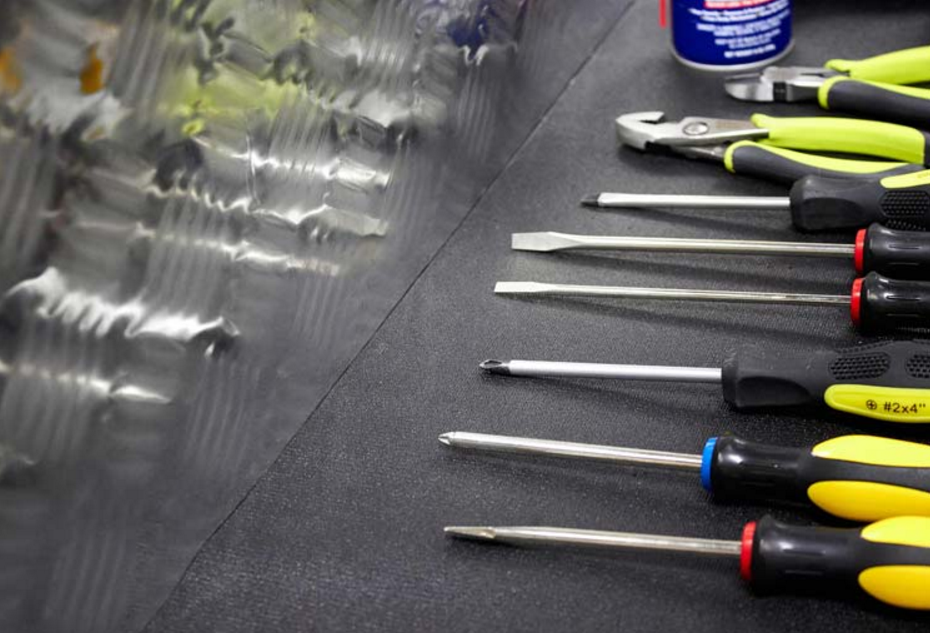Screwdrivers stored with a Zerust tool box liner.